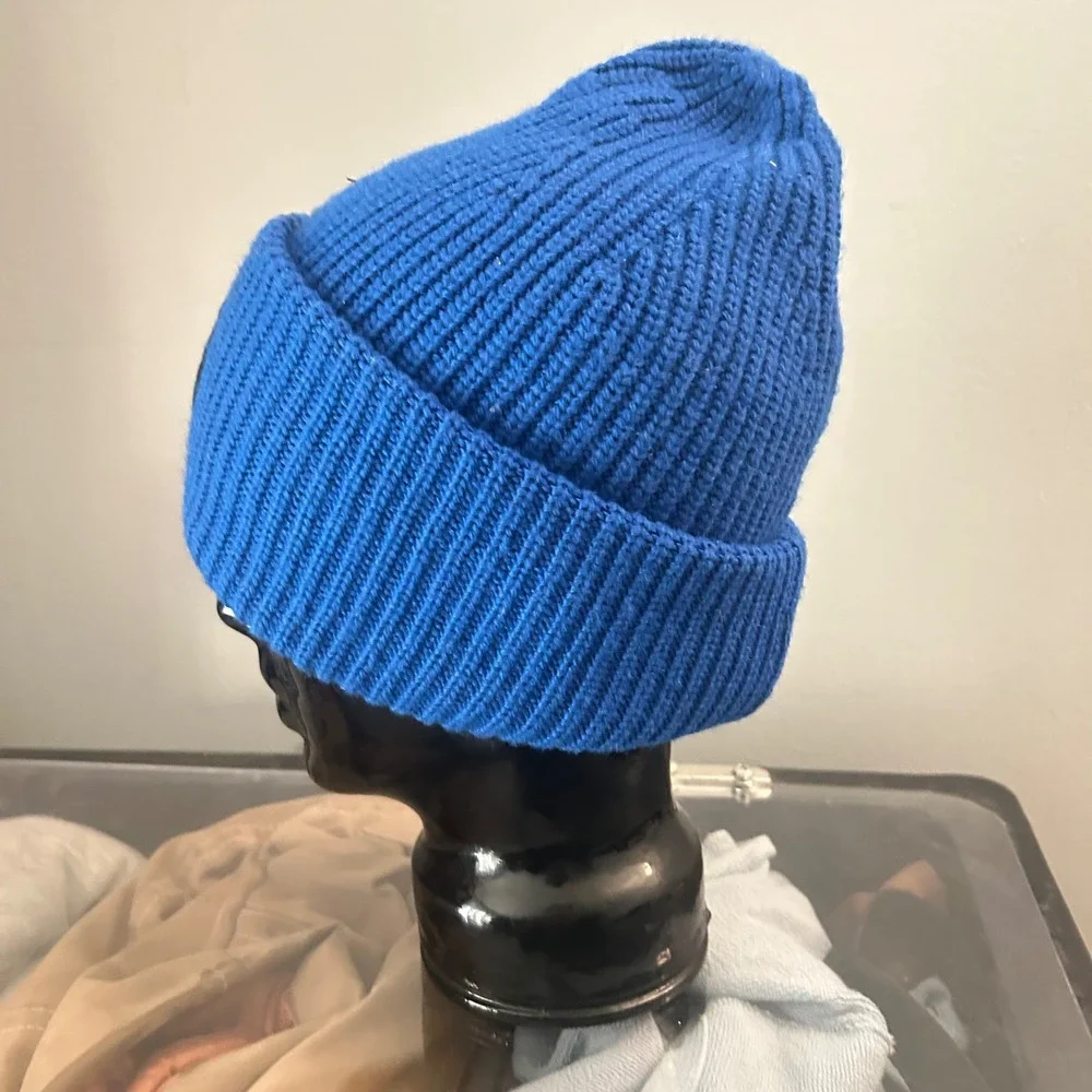 Polo Ralph Lauren Beanie Mens OS Blue Sportsman Elk Patch Ribbed Knit Watch Cap